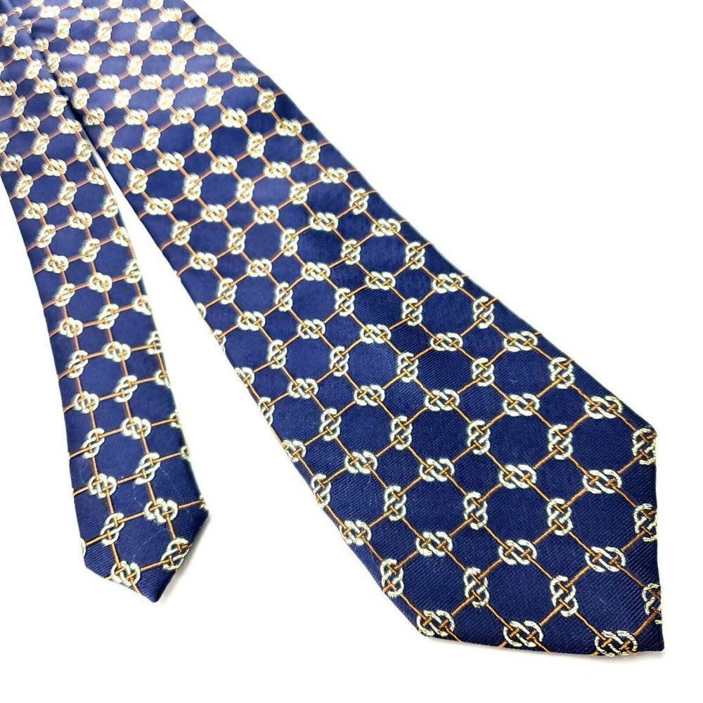 Paul Fredrick Blue Silk Tie‎ Woven Skinny Geometric